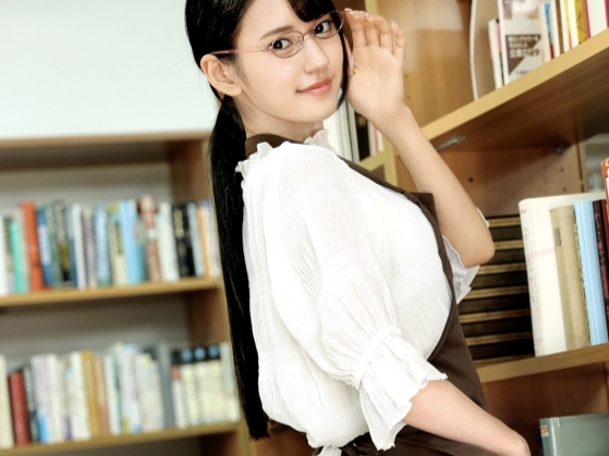 【メガネ司書の淫らな誘惑】『本棚でしよ？』知的でエロい司書さんが、メガネを光らせながら本棚の間で痴女プレイ！チンコをしゃぶり、腰を振りまくる！本に囲まれた空間で、メガネ美人の淫乱っぷりに興奮必至！♡
